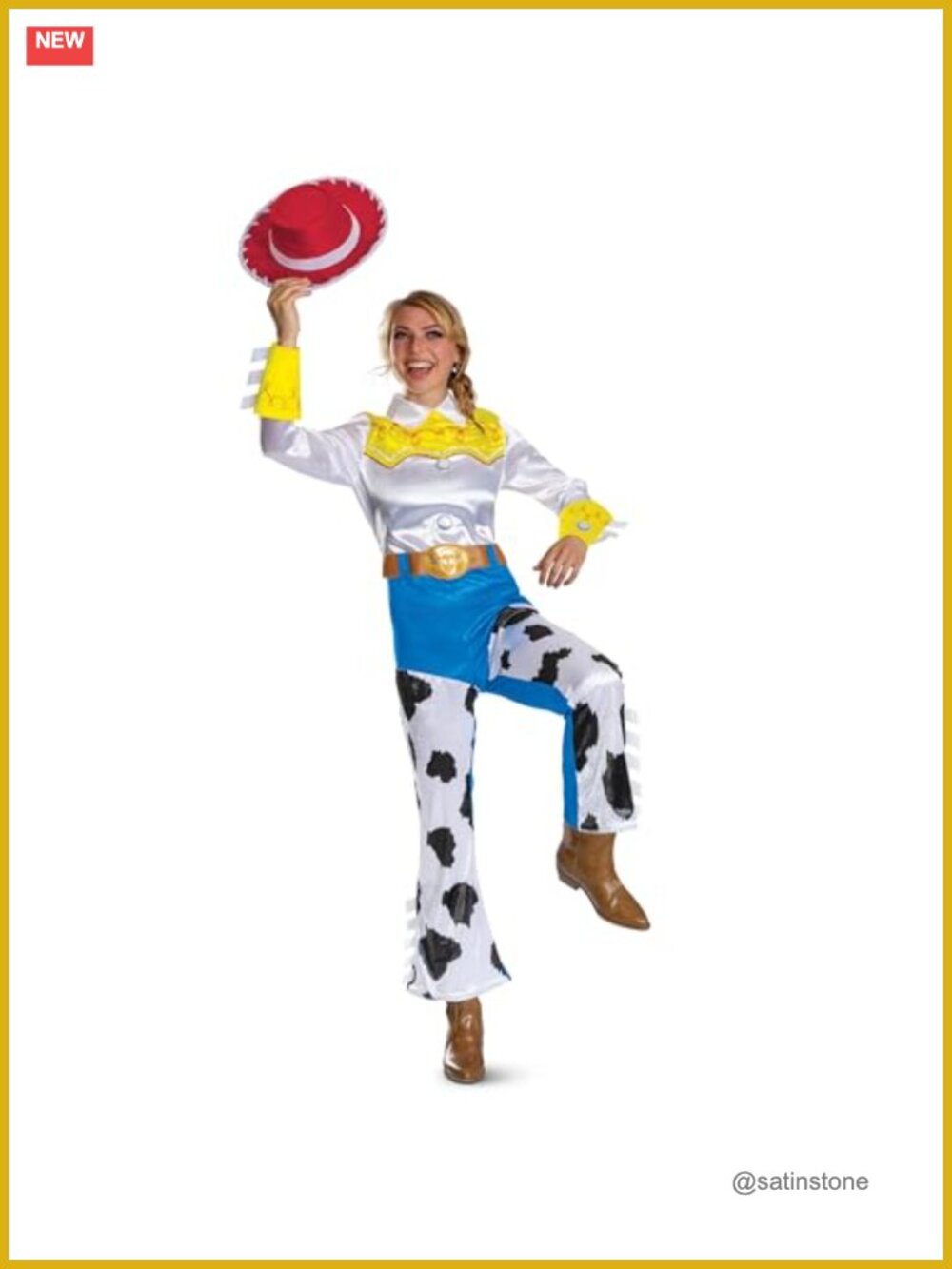 Disney Toy Story Deluxe Jessie Costume Women's Jumpsuit Hat Halloween